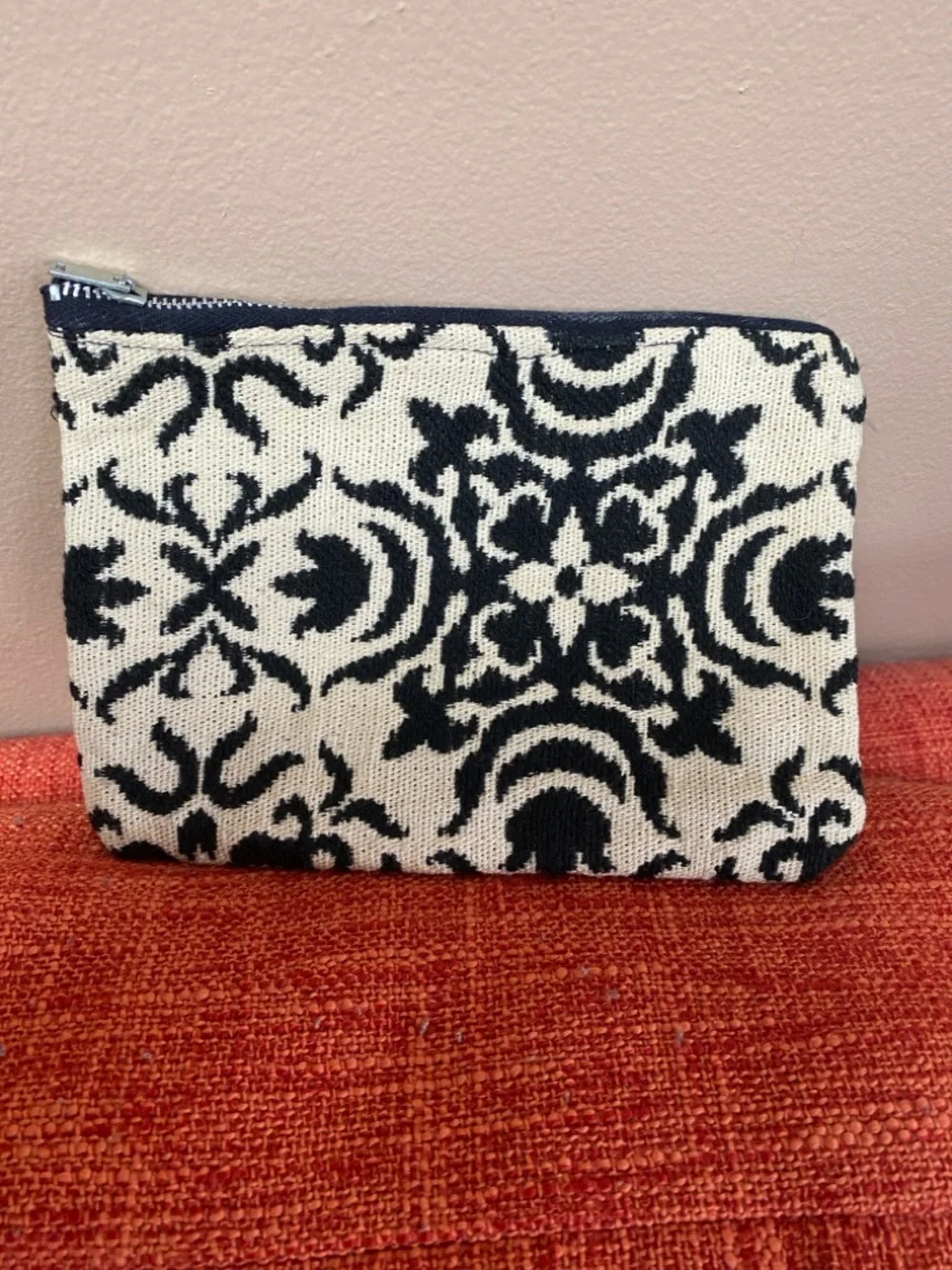 VTG 60’s Handmade Black Damask Carpet Makeup Case Bag